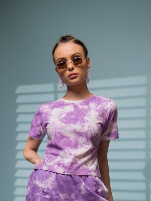 RIGO Casual Full Sleeve Tie & Dye Women Purple Top