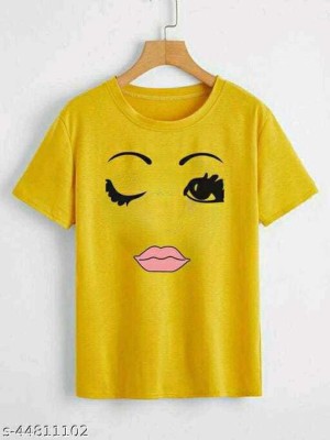 Jolliy Casual Printed Women Yellow Top