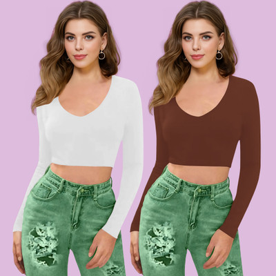 Dream Beauty Fashion Casual Solid Women Brown Top