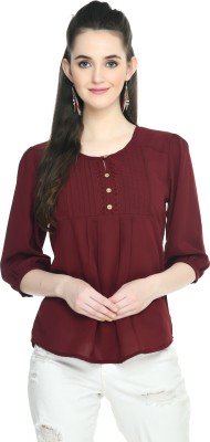 Saha Fashion Casual Solid Women Maroon Top