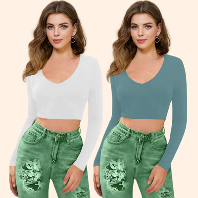 Kashonaa Casual Solid Women Light Blue Top