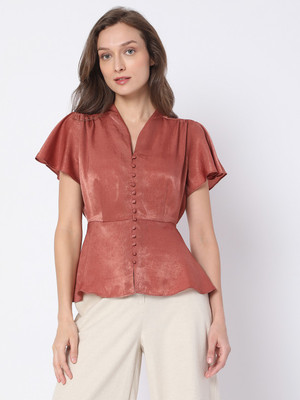 VERO MODA Casual Solid Women Pink Top