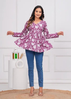 ARZOO Women Floral Print Anarkali Kurta(Blue)