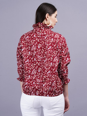 JC4U Casual Printed Women Maroon Top