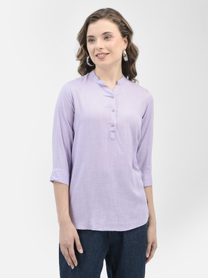 CRIMSOUNE CLUB Casual Solid Women Purple Top