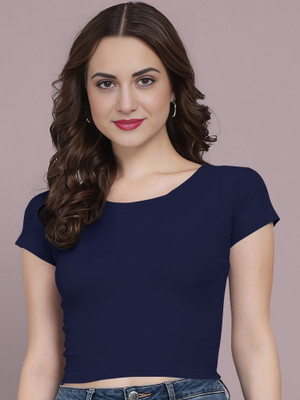 Kashonaa Casual Solid Women Dark Blue Top