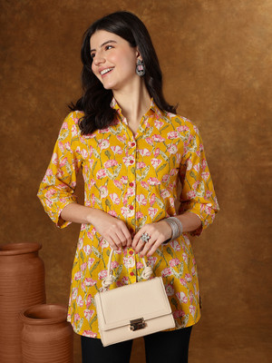 HERE&NOW Formal Printed Women Yellow Top