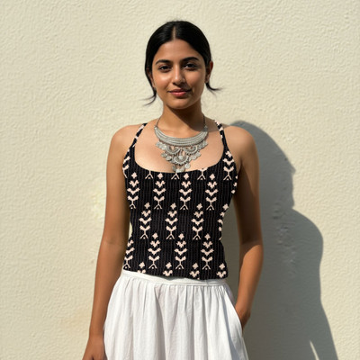 Aahwan Casual Printed Women Black Top