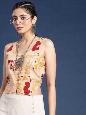 Taavi Casual Printed Women Beige Top