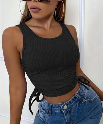 SXV STYLE Casual Solid Women Black Top