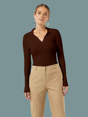NAVYANKAA Casual Solid Women Brown Top