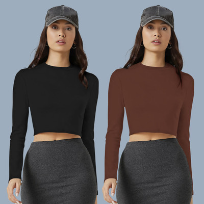 Maheshvi Casual Solid Women Brown Top