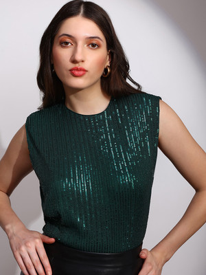 Globus Party Embellished Women Green Top