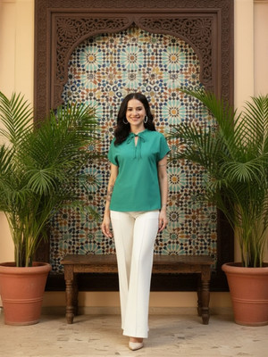 OXOLLOXO Casual Solid Women Green Top