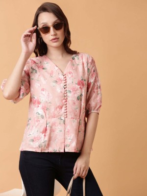 Showoff Casual Printed Women Pink Top