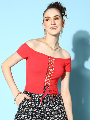 VENI VIDI VICI Casual Solid Women Pink Top