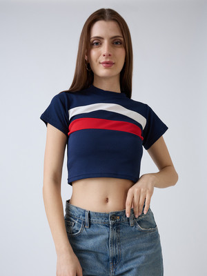 SZN Casual Striped Women Blue Top