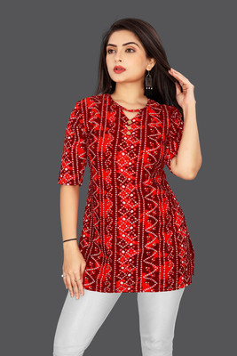 TASHVI CREATION Casual Printed Women Red Top