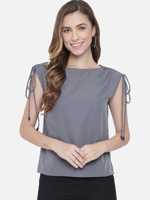 OTIRA Casual Solid Women Grey Top