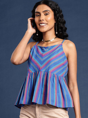Taavi Casual Striped Women Blue Top