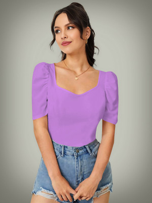 Kashonaa Casual Solid Women Light Blue Top