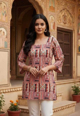 Ekchhavi Women Printed Tunic Kurta(Red)