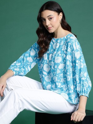 Dressberry Casual Printed Women Blue Top