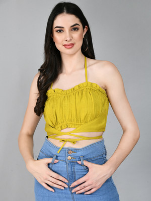 ADRIANA Party Solid Women Light Green Top