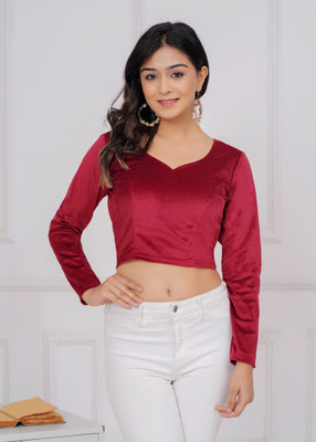 WOOFIN Party Solid Women Maroon Top