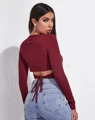 Mcgluwa Casual Solid Women Maroon Top