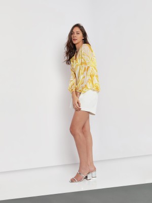 VERO MODA Casual Printed Women Yellow Top