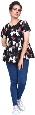 HR FASHION Casual Printed Women Black, White Top