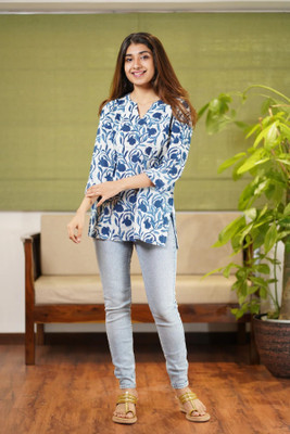HouseOfCommon Casual Printed Women Blue Top