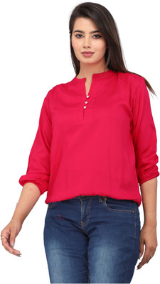 Djngkldjng Party Solid Women Pink Top