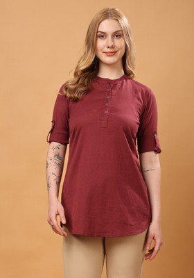 Moda Rapido Formal Solid Women Maroon Top