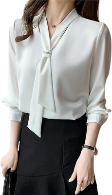 BAJARHUB Casual Solid Women White Top
