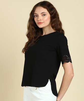 METRONAUT Party Solid Women Black Top