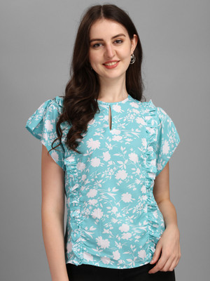 luzumbez Casual Printed Women Light Green Top