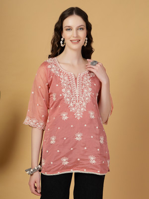 Yufta Casual Embroidered Women Red Top