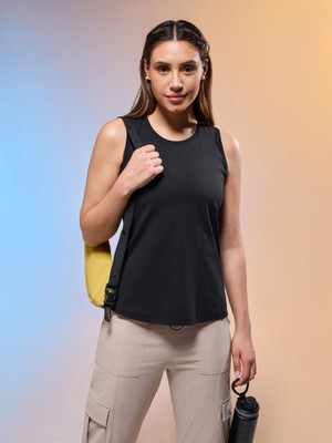Technosport Casual Solid Women Black Top