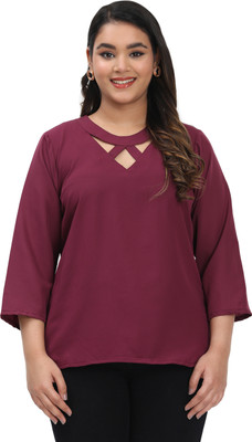 MASSIDESIGN Casual Solid Women Maroon Top