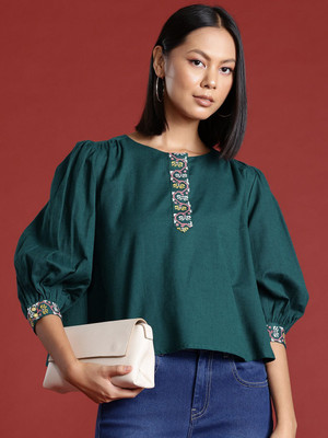 all about you Casual Solid Women Green Top