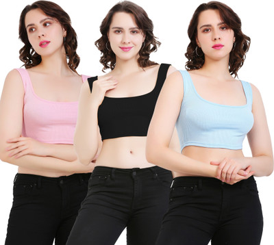 FASHA Casual Solid Women Black, Light Blue, Pink Top