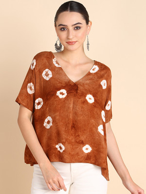 METRONAUT Casual Tie & Dye Women Brown Top