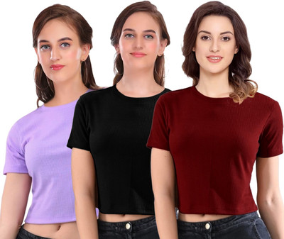 Diving deep Casual Solid Women Multicolor Top