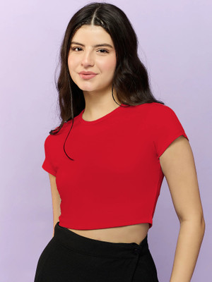 OUTZIDR Casual Solid Women Red Top