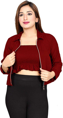 Ghenzcraft Casual Self Design Women Maroon Top