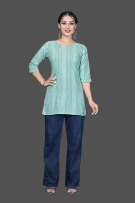 Texpaz Women Solid Anarkali Kurta(Blue)