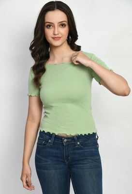 Krishna Enterprises Casual Self Design Women Light Green Top