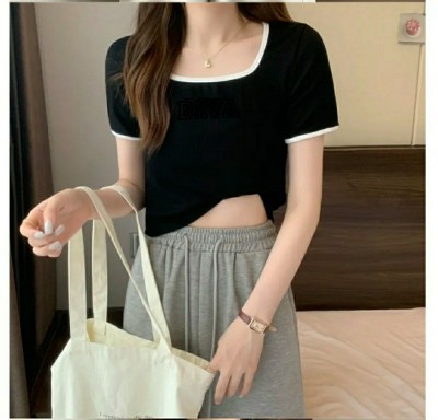 TRENDY ERA Casual Self Design Women Black Top